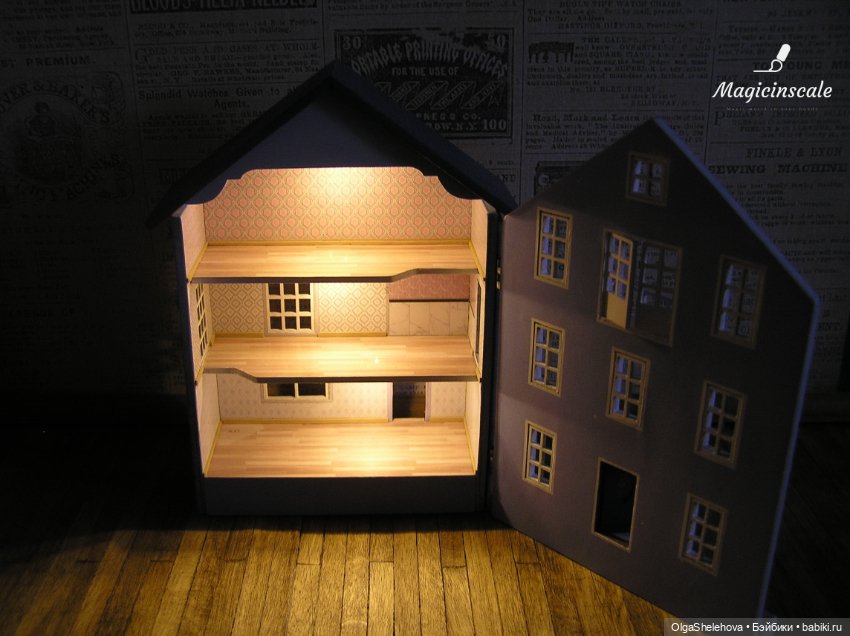 Потрясающий кукольный домик с подсветкой в масштабе 1:90 (фото 7)