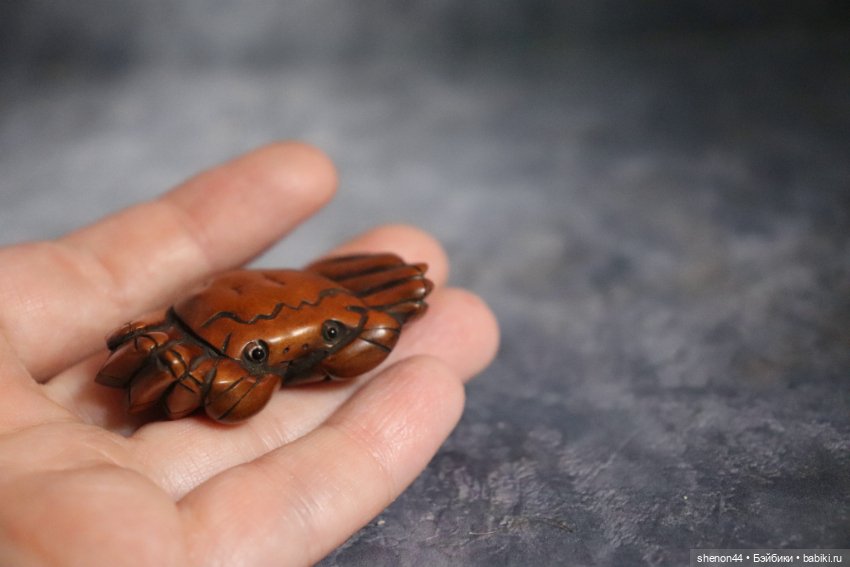 Нэцкэ "Краб". Винтаж, подписана автором (фото 4)