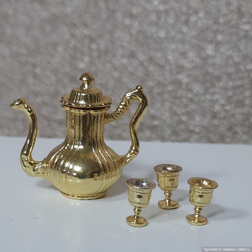 Кофейный набор металл — Аксессуары для кукольных фотосессий (фото 3)