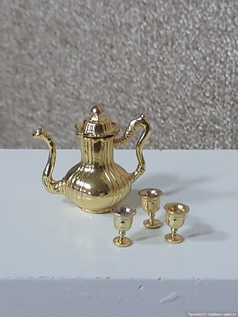 Кофейный набор металл — Аксессуары для кукольных фотосессий