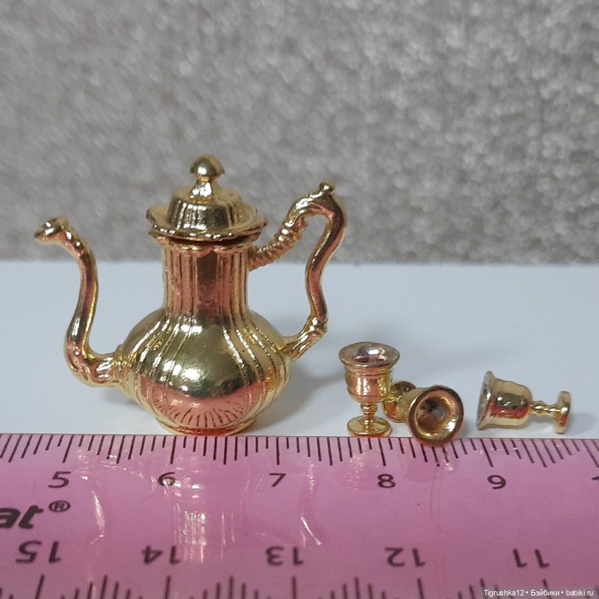 Кофейный набор металл — Аксессуары для кукольных фотосессий (фото 4)