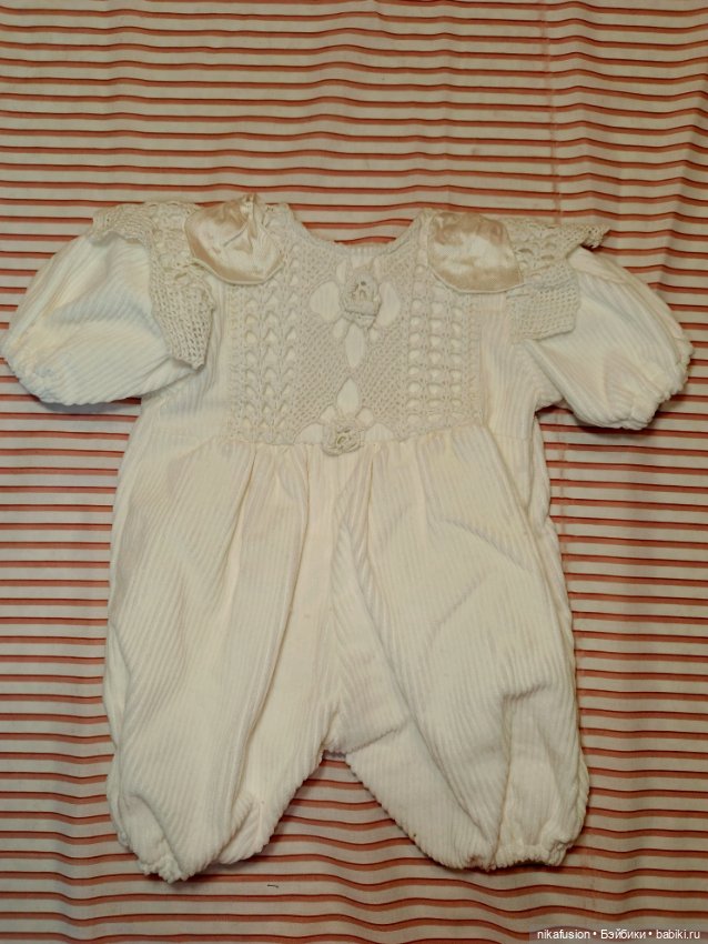 Боди белый вельвет, на реборна или старенькую куклу , пупса 50-55 см