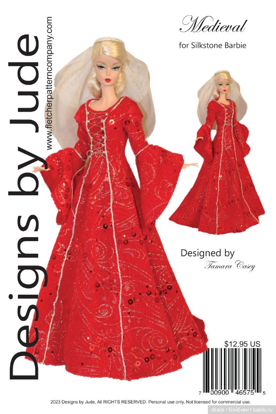 Выкройки PDF в натуральную величину / одежда для кукол Барби Силкстоун Silkstone Barbie Mattel
