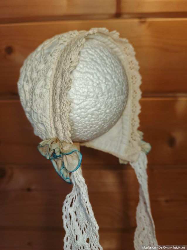 Чепчик на антикварную или винтажную куклу или реборна (фото 5)