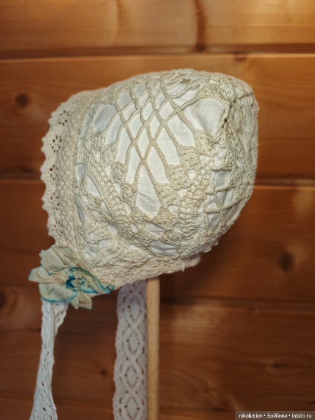 Чепчик на антикварную или винтажную куклу или реборна (фото 4)
