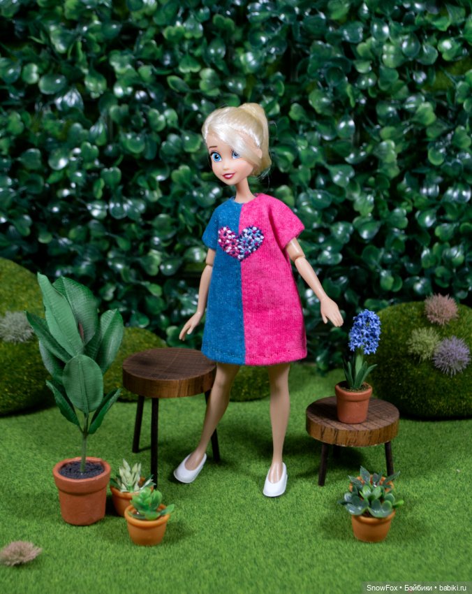 Трикотажное платье "Сердечко" для пижамных принцесс,бжд (фото 4)