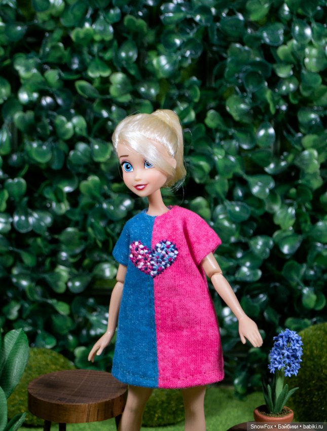 Трикотажное платье "Сердечко" для пижамных принцесс,бжд (фото 3)