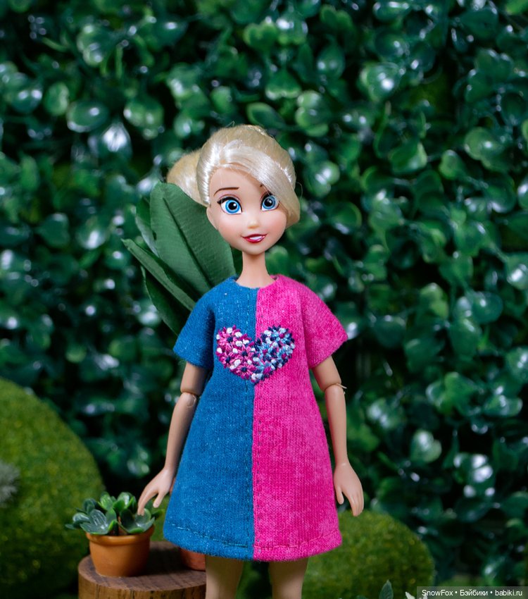 Трикотажное платье "Сердечко" для пижамных принцесс,бжд (фото 2)