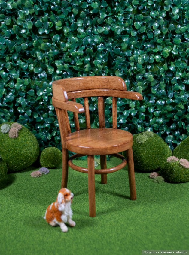 Деревянное кресло "Фиалка"(1) для кукол 1:6 (barbie,Integrity toys,momoko,bjd)