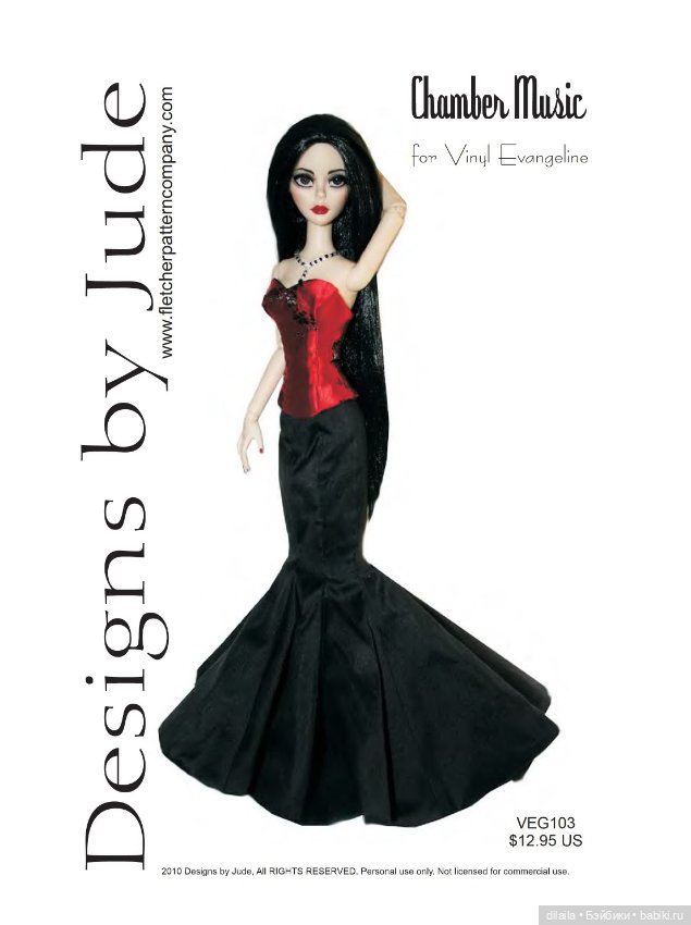 Выкройки PDF в натуральную величину для кукол Evangeline Ghastly vinyl Эванджелин Тоннер Tonner рост (фото 7)