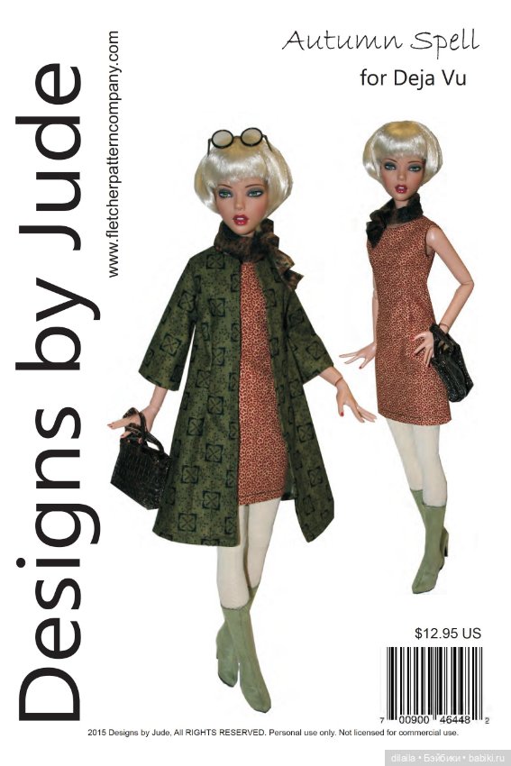 Выкройки для кукол / формат PDF в натуральную величину / одежда для кукол Deja Vu Тоннер 40 см