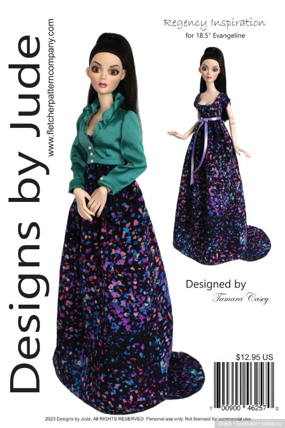 Выкройки для кукол / формат PDF в натуральную величину / одежда для Evangeline Ghastly Тоннер 46 см (фото 5)