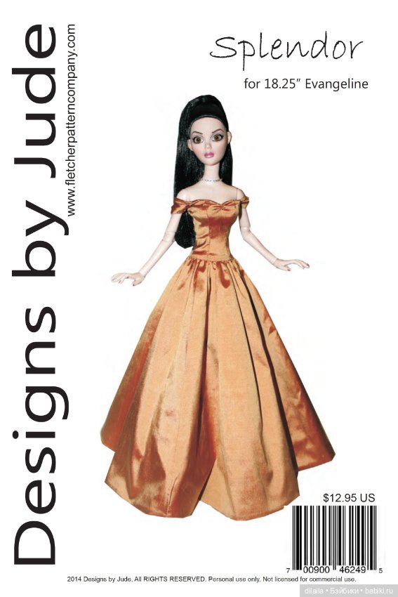 Выкройки для кукол / формат PDF в натуральную величину / одежда для Evangeline Ghastly Тоннер 46 см