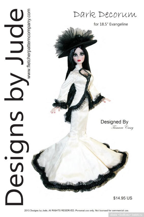 Выкройки для кукол / формат PDF в натуральную величину / одежда для Evangeline Ghastly Тоннер 46 см (фото 3)