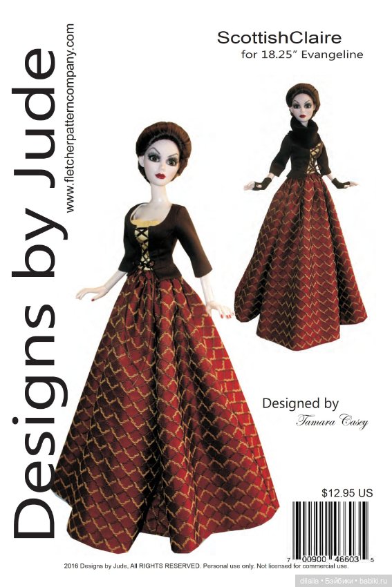 Выкройки для кукол / формат PDF в натуральную величину / одежда для Evangeline Ghastly Тоннер 46 см