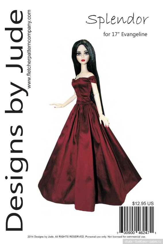 Выкройки PDF в натуральную величину для кукол Evangeline Ghastly vinyl Эванджелин Тоннер Tonner рост