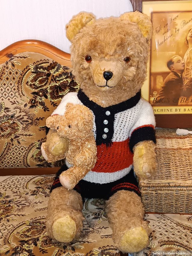 Антикварный мишка опилки 70 см Германия