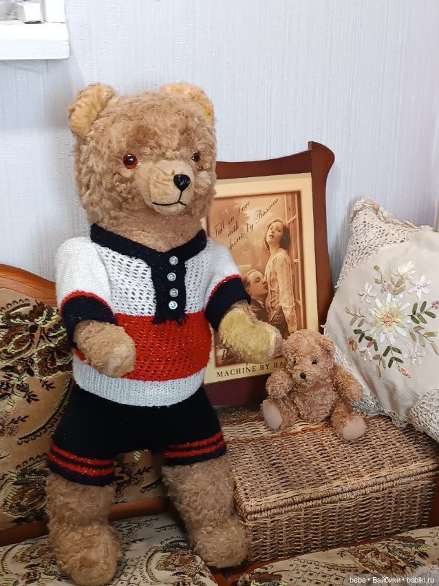 Антикварный мишка опилки 70 см Германия (фото 2)