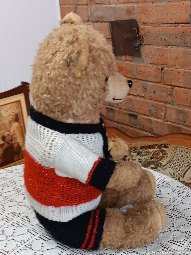 Антикварный мишка опилки 70 см Германия (фото 4)