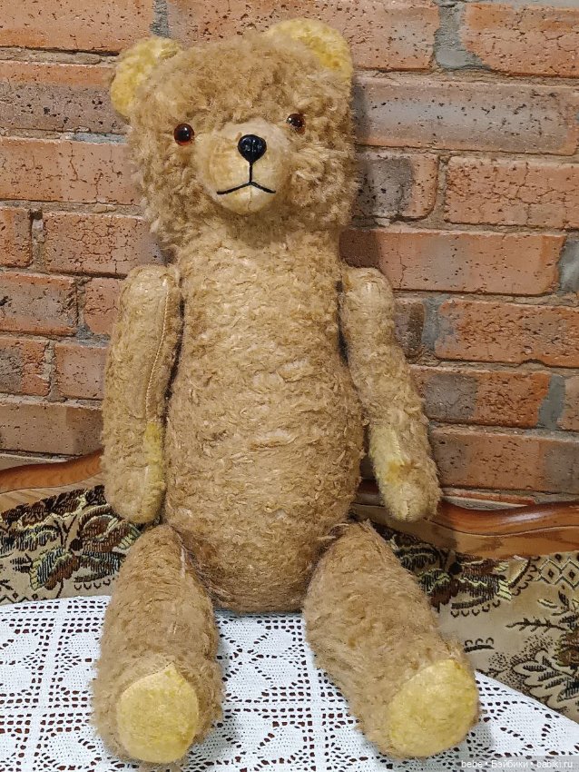 Антикварный мишка опилки 70 см Германия (фото 6)