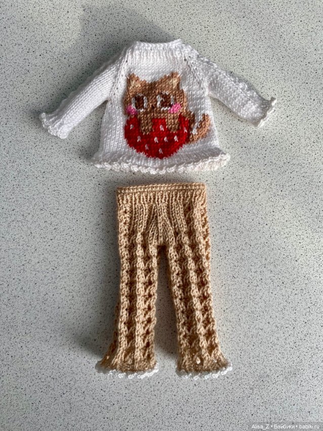 Ажурный костюм с котиком — Одежда для кукол (фото 7)