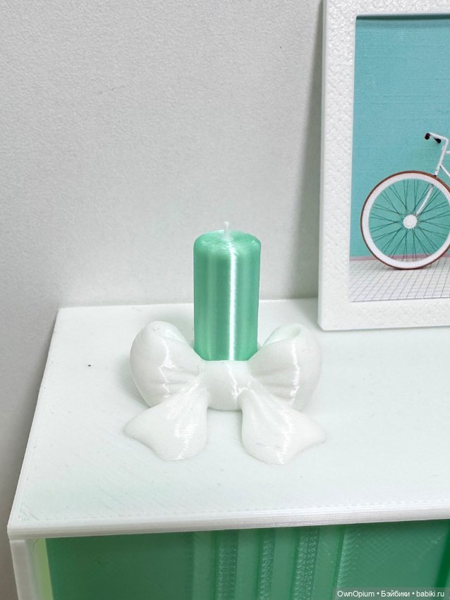 Свеча с подсвечником бантом 1:6