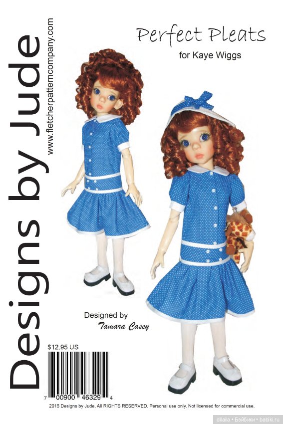 Выкройки PDF для кукол в натуральную величину / одежда для Kaye Wiggs MSD BJD Кайе Виггс рост 46 см
