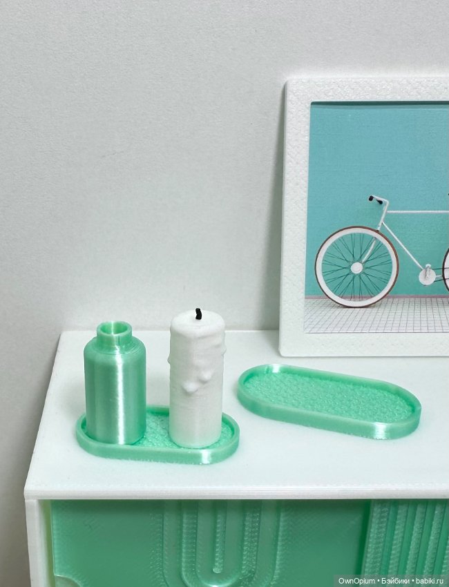 Ваза и овальные декоративные подставки, мятный перламтур (фото 2)