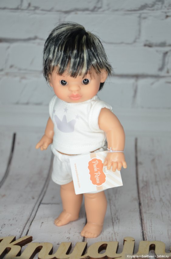 Паолитас, кукла пупс Вито с черно-белыми волосами