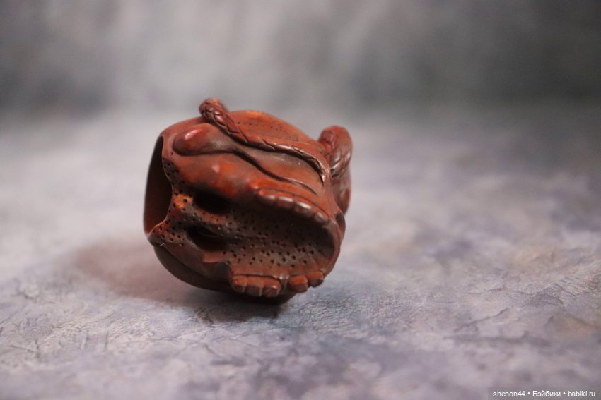 Нэцкэ "Череп и змея". Самшит, ручная резьба (фото 4)