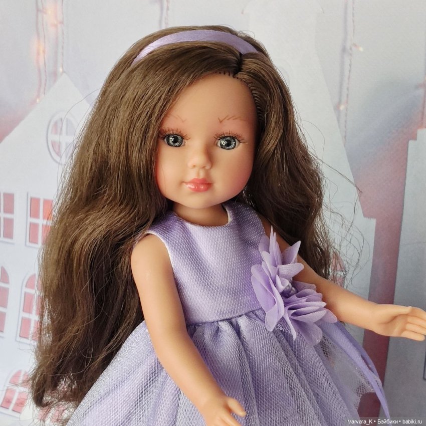 Llorens, кукла в сиреневом бальном платье, шатенка 31см (фото 2)