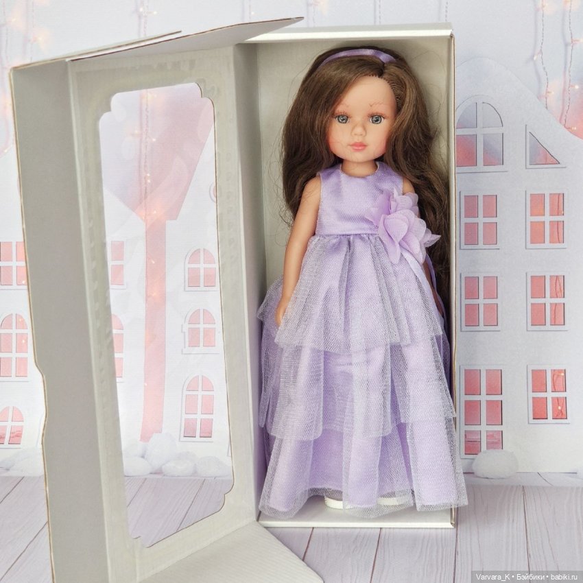 Llorens, кукла в сиреневом бальном платье, шатенка 31см