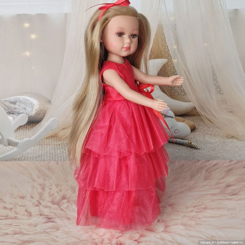 Кукла Llorens в красном бальном платье, прямые светлые волосы, ореховые глаза, 31 см (фото 8)