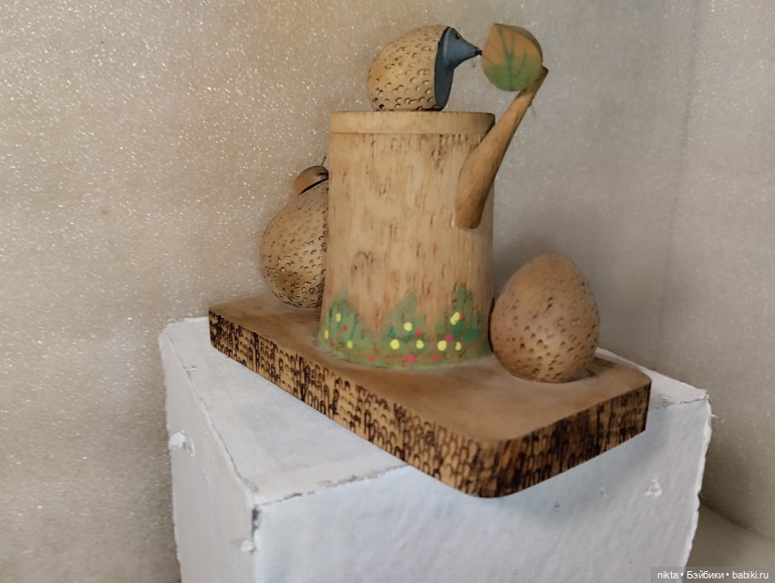 Деревянная фигурка, шкатулочка СССР Ежики (фото 3)