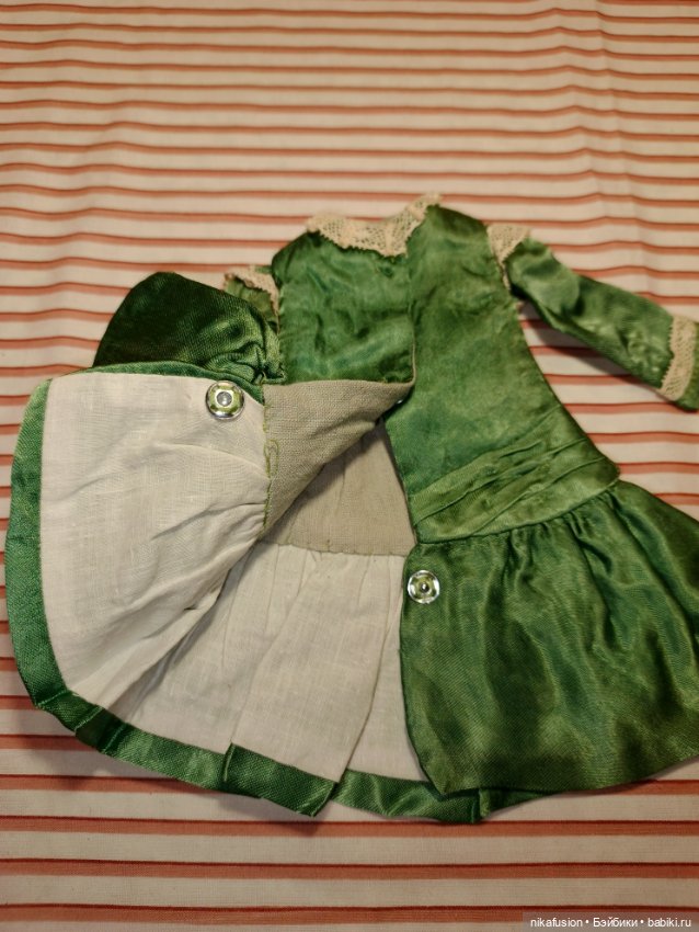 Платье шёлк на антикварную или винтажную куклу рост 28 см (фото 5)