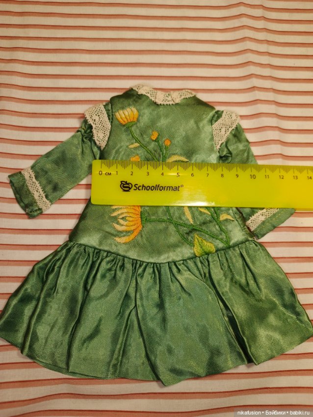 Платье шёлк на антикварную или винтажную куклу рост 28 см (фото 6)