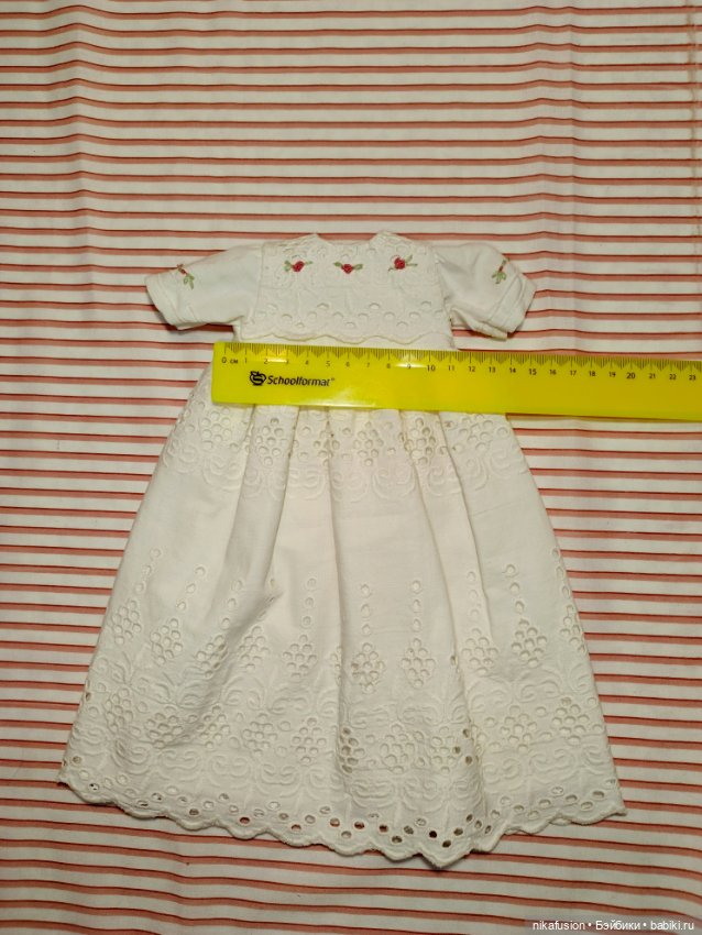 Крестильное платье на атик или винтажную куклу, пупса (фото 5)
