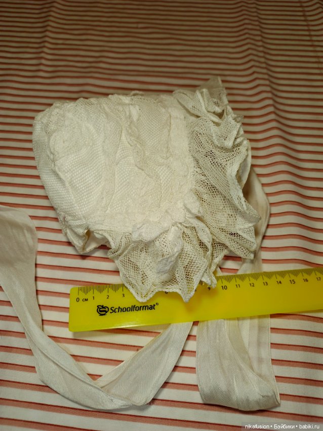 Чепчик боннет на антикварную или винтажную куклу рост 65 см (фото 6)