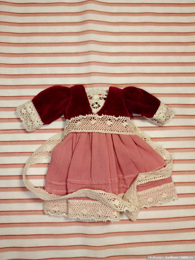 Платье на антикварную или винтажную куклу рост 16 см (фото 3)