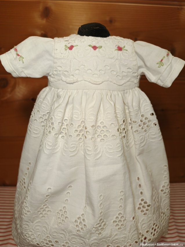 Крестильное платье на атик или винтажную куклу, пупса (фото 3)