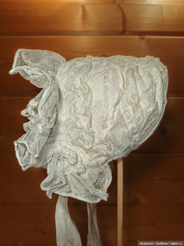 Чепчик боннет на антикварную или винтажную куклу рост 65 см (фото 3)