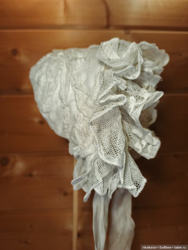 Чепчик боннет на антикварную или винтажную куклу рост 65 см (фото 2)