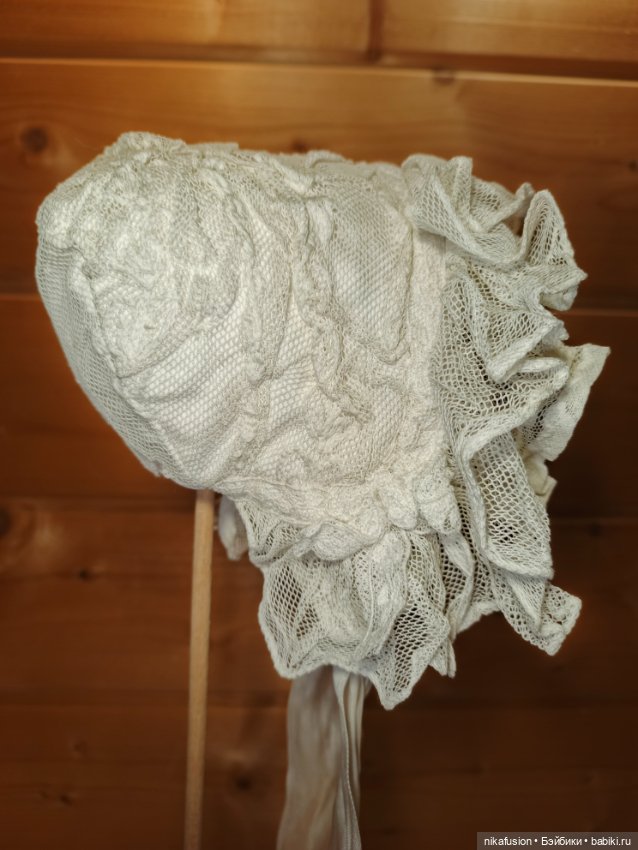 Чепчик боннет на антикварную или винтажную куклу рост 65 см