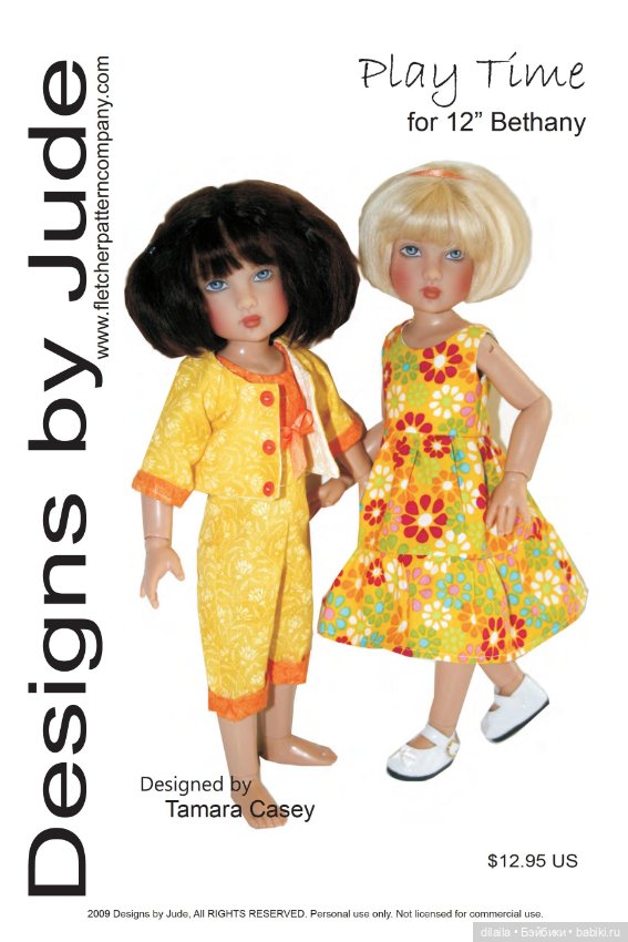Выкройки PDF в натуральную величину / одежда для кукол Helen Kish, Bethany Хелен Киш Бетани 30 см (фото 7)