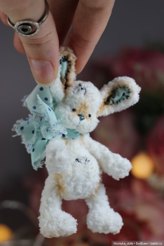 Авторский белый Зайка — Авторские игрушки (фото 5)