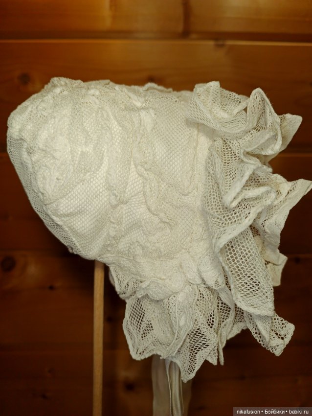 Чепчик боннет на антикварную или винтажную куклу рост 65 см (фото 4)