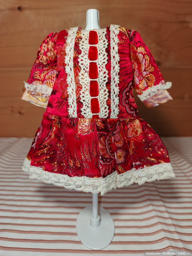 Платье на антикварную или винтажную куклу рост 21-23 см (фото 4)