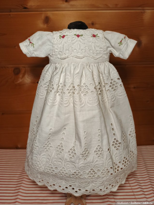Крестильное платье на атик или винтажную куклу, пупса (фото 2)