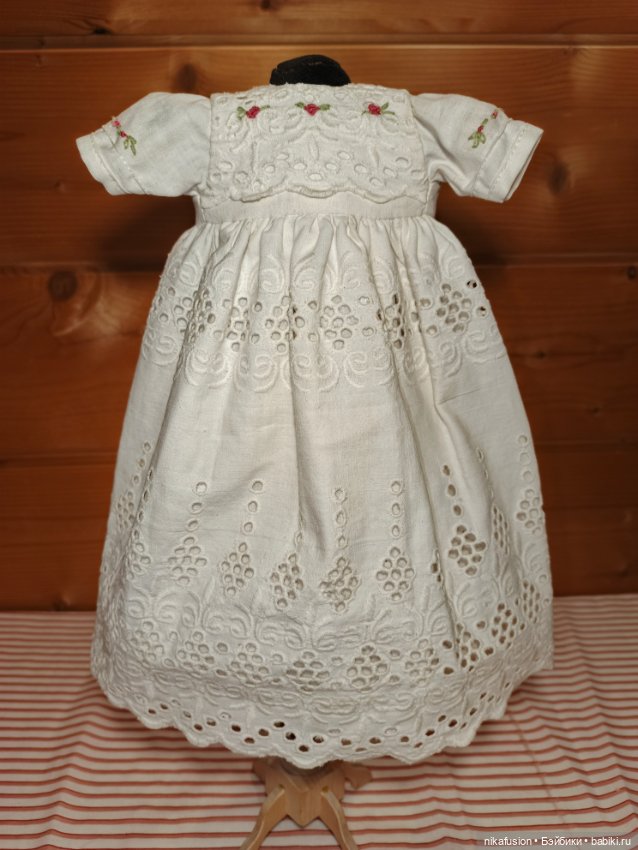Крестильное платье на атик или винтажную куклу, пупса