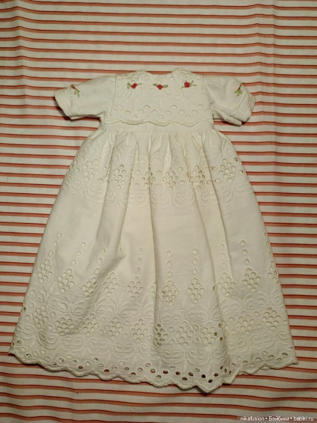 Крестильное платье на атик или винтажную куклу, пупса (фото 4)